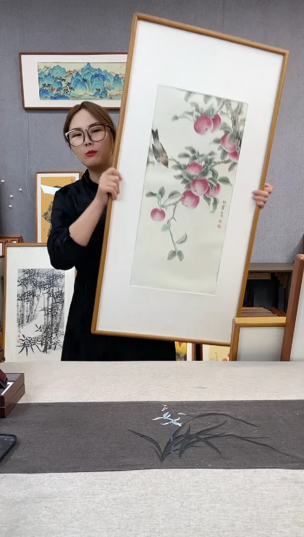 【闪购商品】国画手写手绘带框作品-53*103-杨春柳