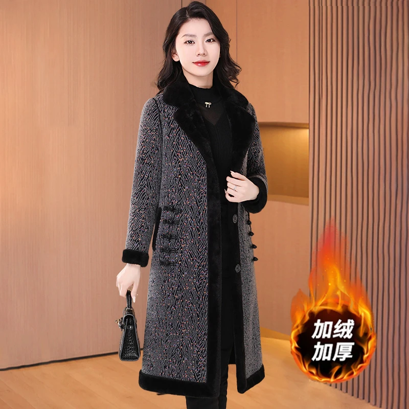 格纹时尚双面穿毛呢外套女2025秋冬新款今年爆款加绒加厚中长大衣