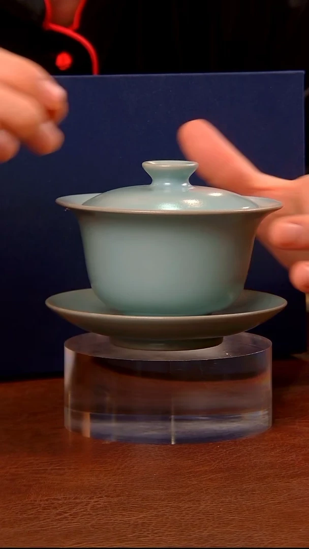 【闪购商品】瓷片微二级元宝三才盖碗.........