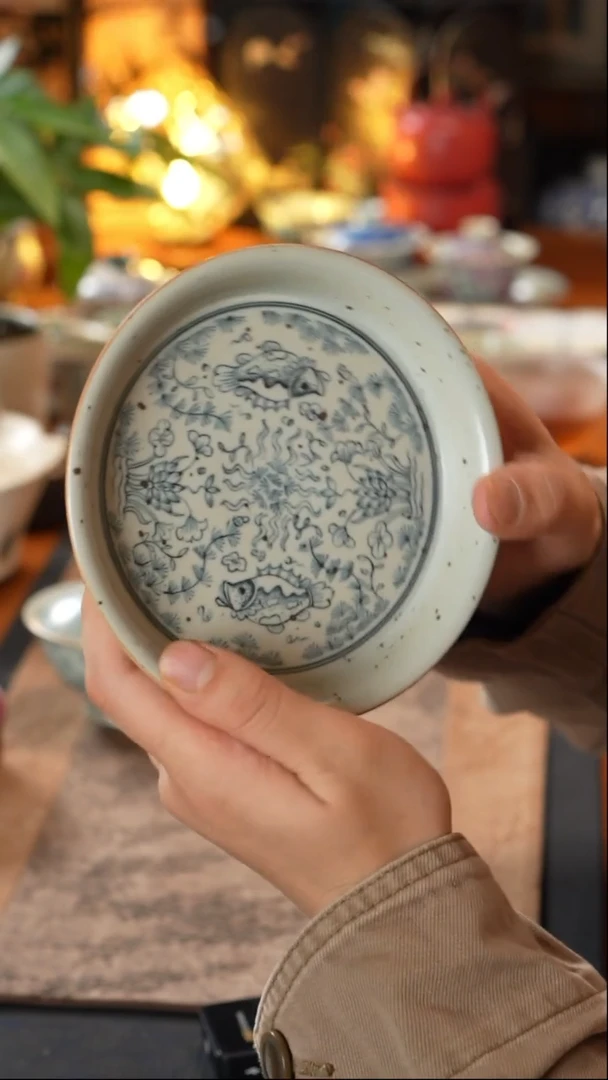 【闪购商品】寒芦窑手工手绘鱼藻壶承