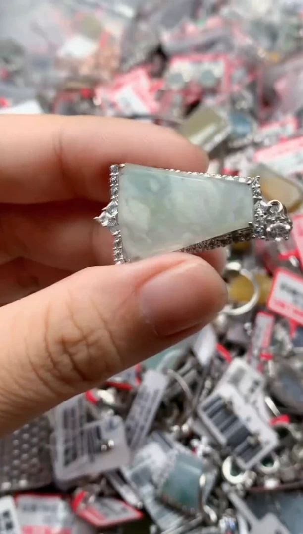 银S925镶嵌戒指翡翠天然A货缅甸翡翠