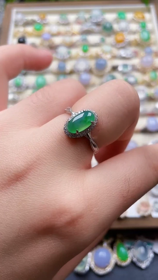 银S925镶嵌戒指翡翠10