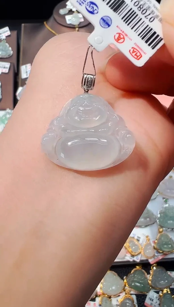 吊坠(不含链)18K金镶嵌翡翠佛公吊坠1112