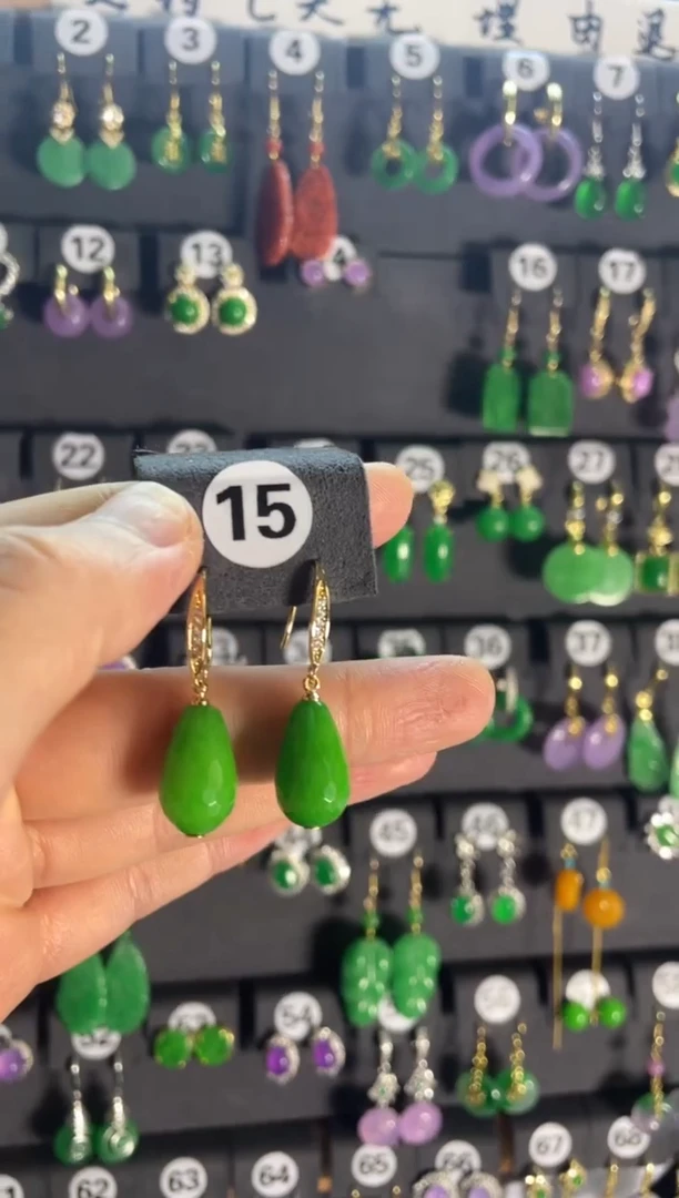 【闪购商品】翡翠耳饰银S925镶嵌15.......