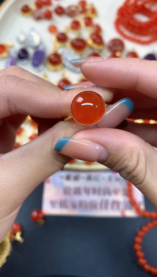 【闪购商品】南红玛瑙戒指18K金镶嵌戒指A131|1680