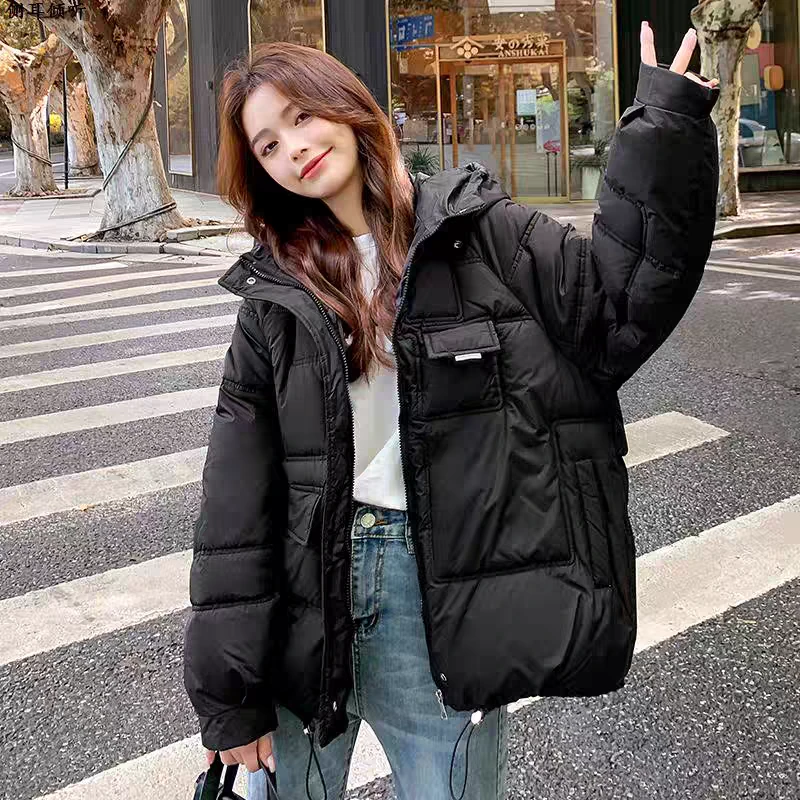 【006单件-YR】短款连帽韩版宽松显瘦棉衣面包服外套