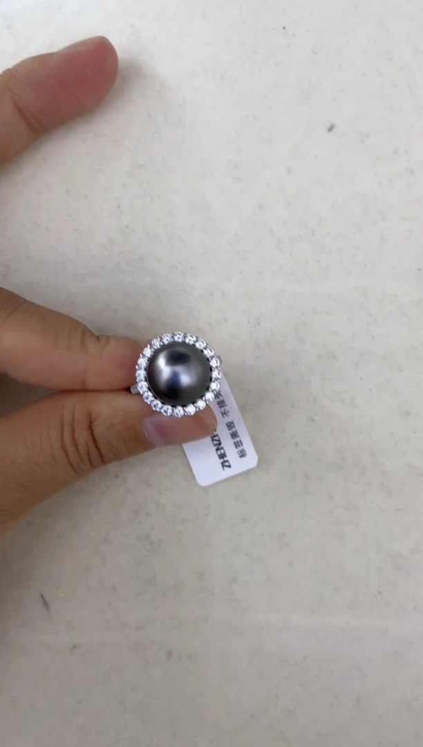 海水珍珠戒指银S925镶嵌戒指11-12