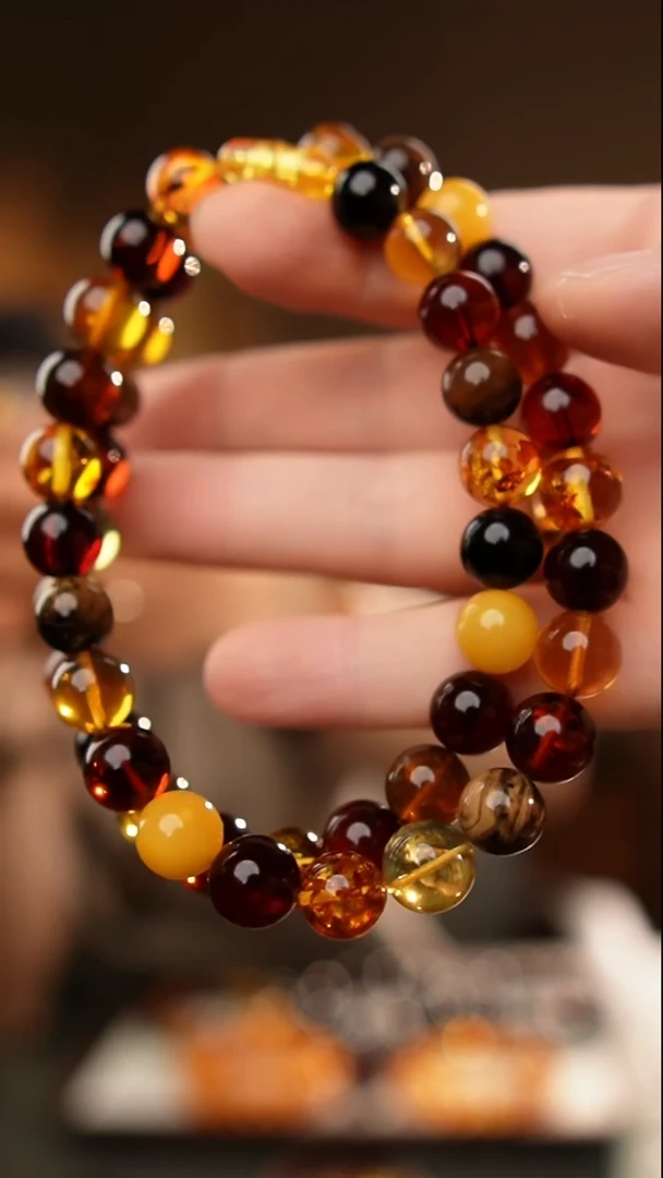琥珀颈饰未镶嵌10+多宝项链