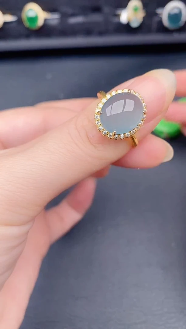 银S925镶嵌戒指翡翠天然a货翡翠149