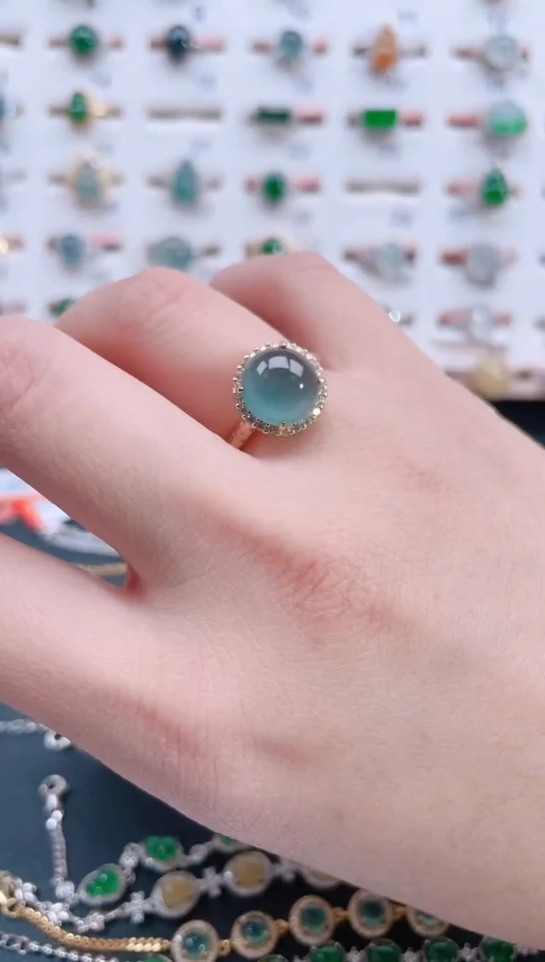 银S925镶嵌戒指翡翠天然翡翠