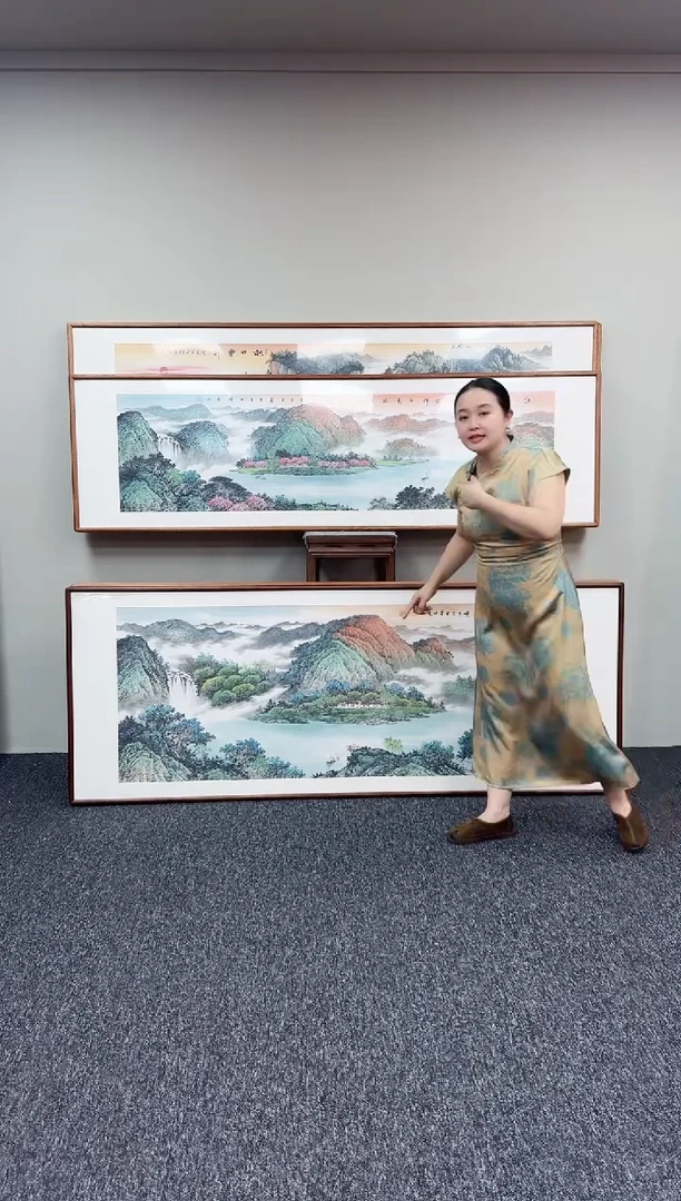 国画江山揽胜210*60手写手绘作品