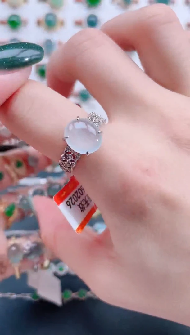 银S925镶嵌戒指翡翠天然翡翠