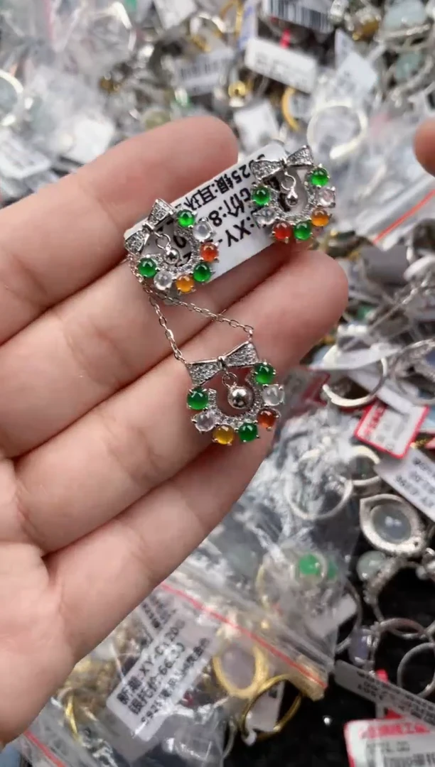 银S925镶嵌戒指翡翠444       6