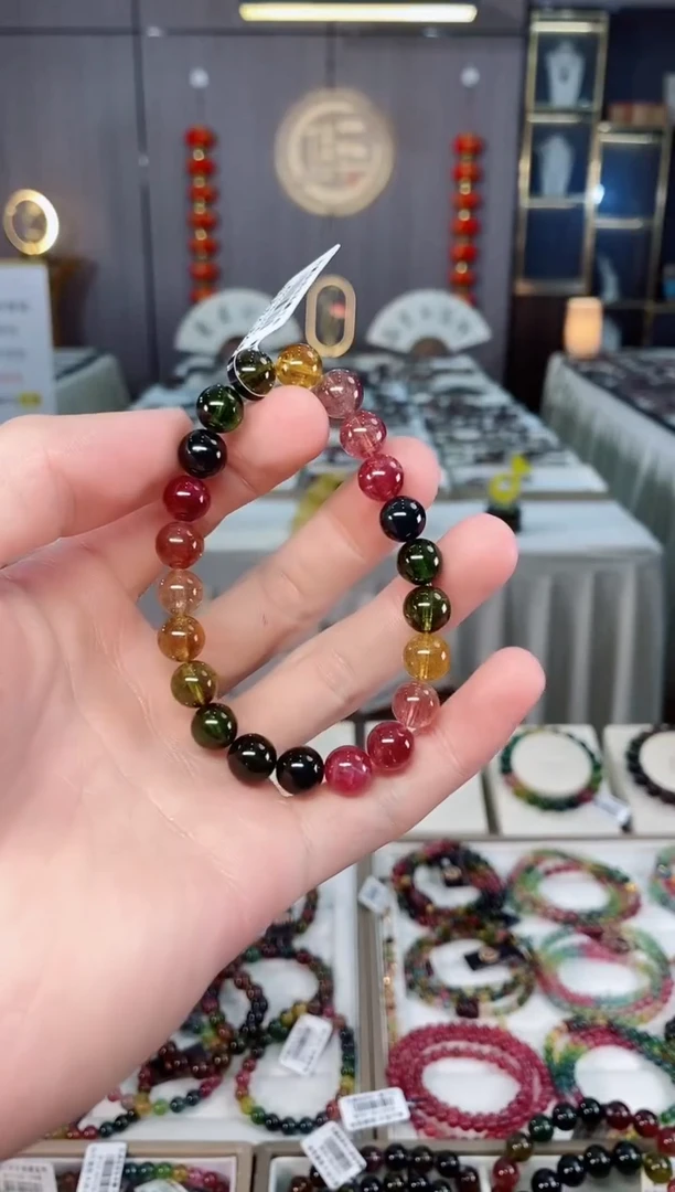 未镶嵌收藏级老矿碧玺单圈手串8mm+碧玺xion多样性发一条