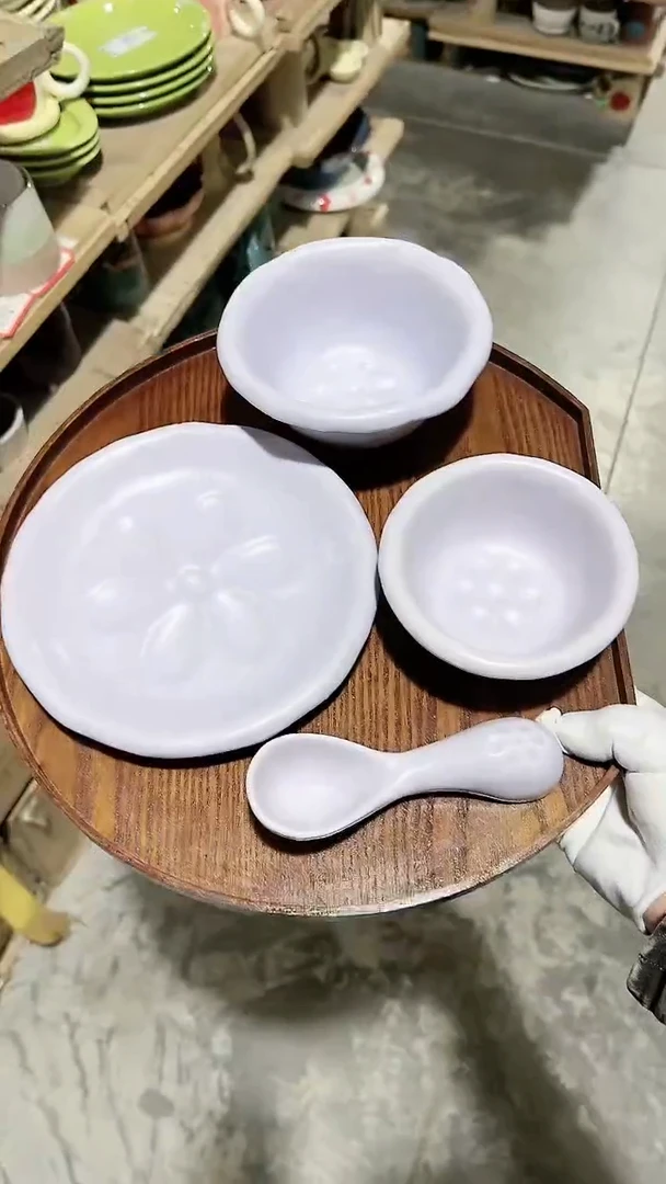 【闪购商品】瓷片紫色4件套微瑕 凑满20元包邮