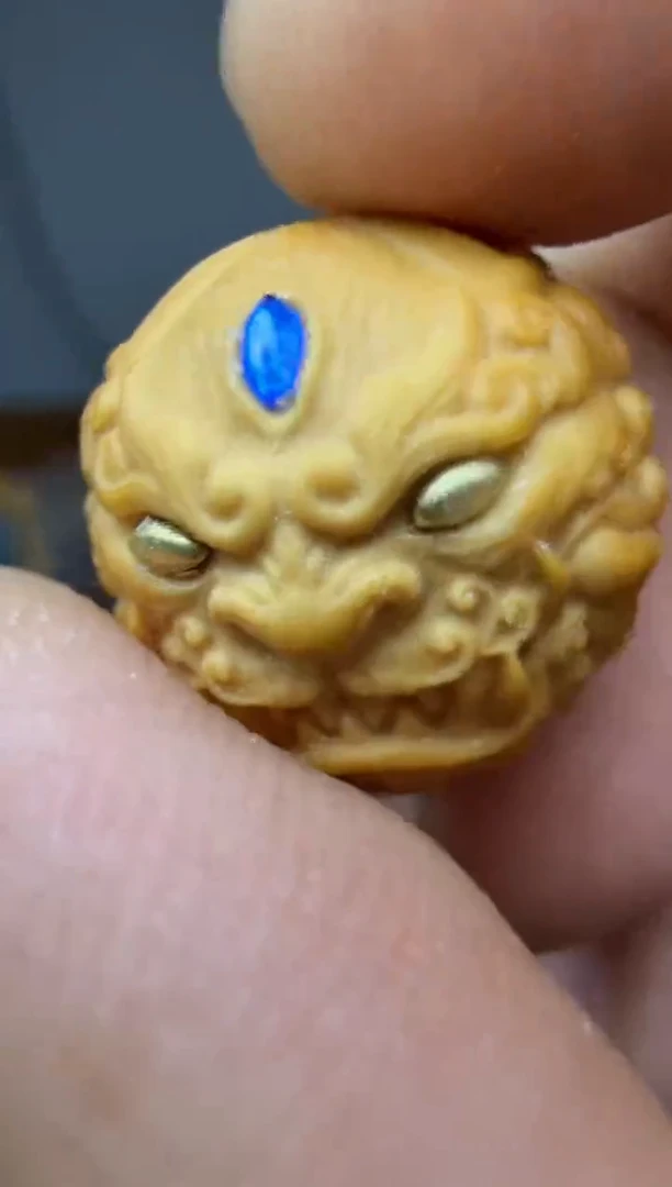 【闪购商品】猴头核桃吊坠万福 唐狮 素 蓝色