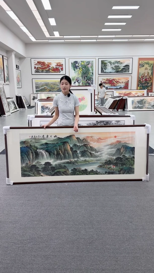 国画手绘  旭日东升 219*88