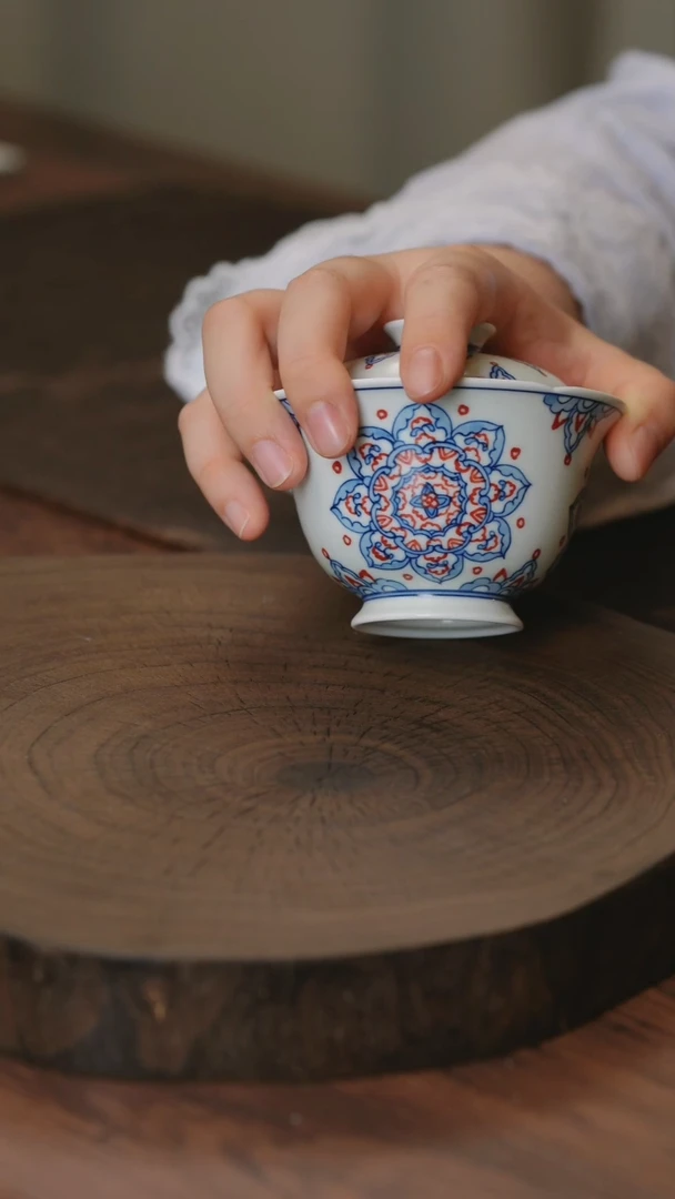 雨溪山房 景德镇手绘盖碗