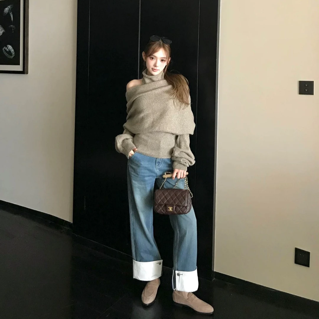 极简风薄款毛针织衫针织气质显瘦网红时尚休闲宽松秋冬百搭韩版