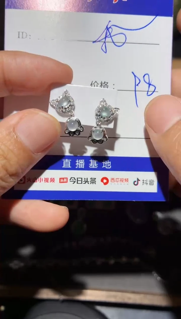 银S925镶嵌翡翠耳饰我****学我不想去上学