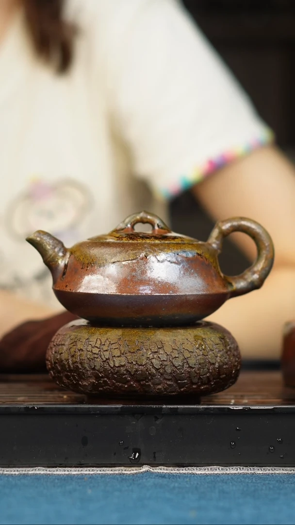 茶壶紫砂柴烧紫砂天青竹节