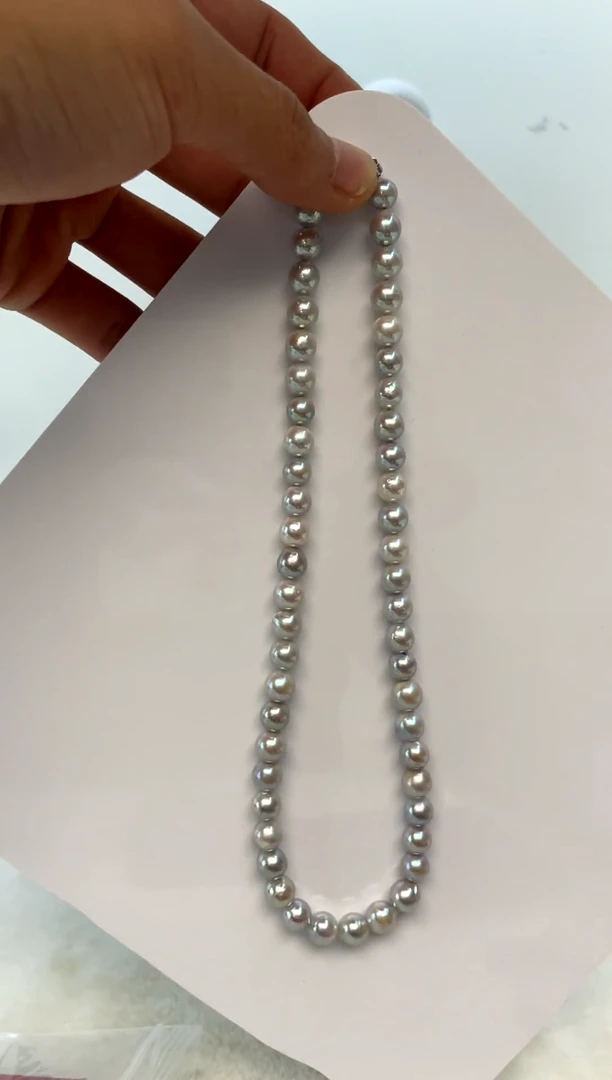 颈饰银S925镶嵌海水珍珠7-8