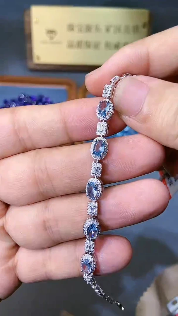 【闪购商品】海蓝宝石手链银S925镶嵌354