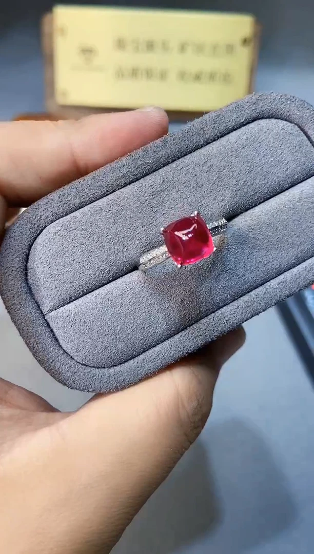 红宝石戒指银S925镶嵌......