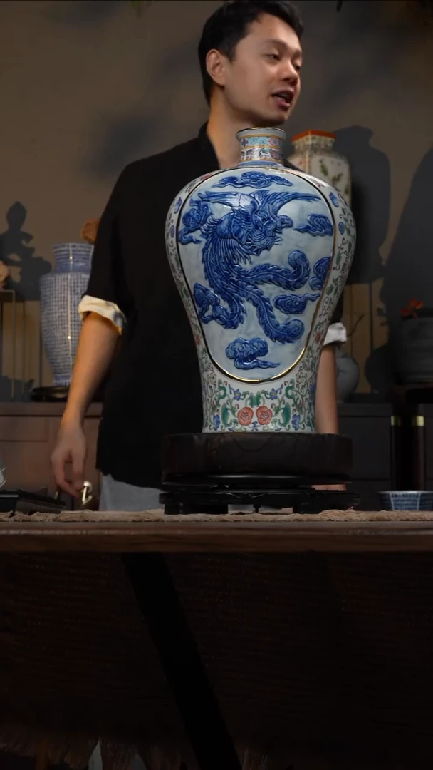 摆件WN问泥景德镇陶瓷花瓶摆件