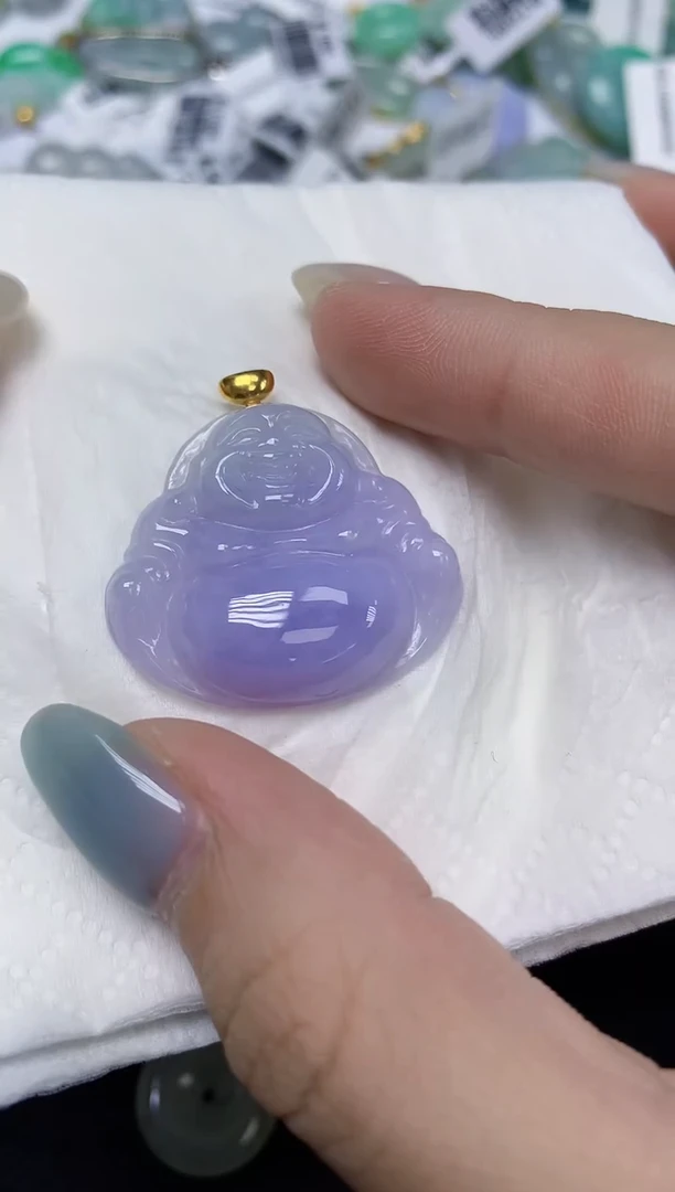 翡翠18K金镶嵌颈饰天然缅甸翡翠A货