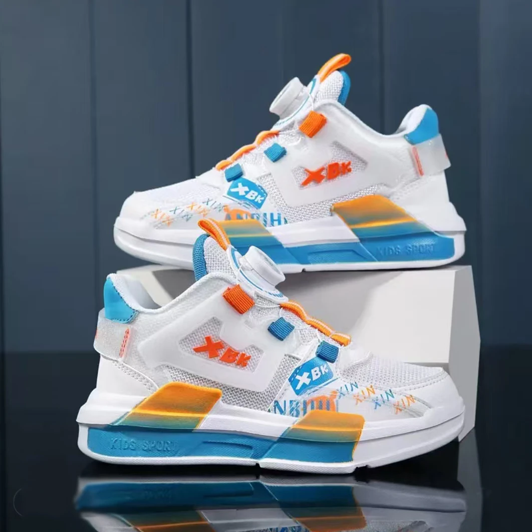 春季新款1056儿童旋钮鞋男童鞋子网面运动鞋中大童旋转纽扣童鞋