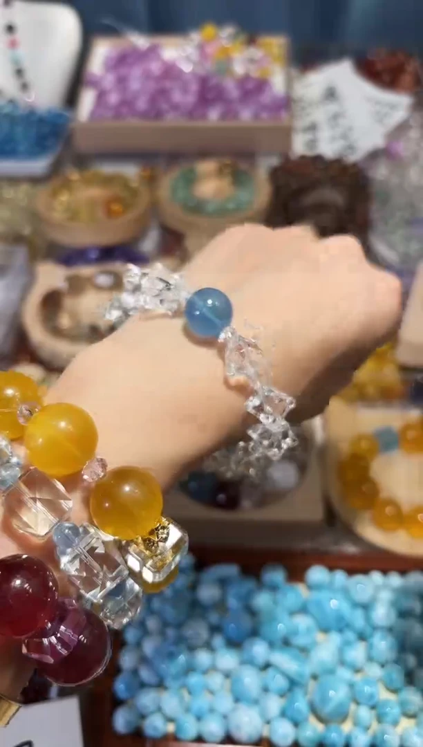 未镶嵌手串水晶白水晶梅尔卡巴斜孔一颗