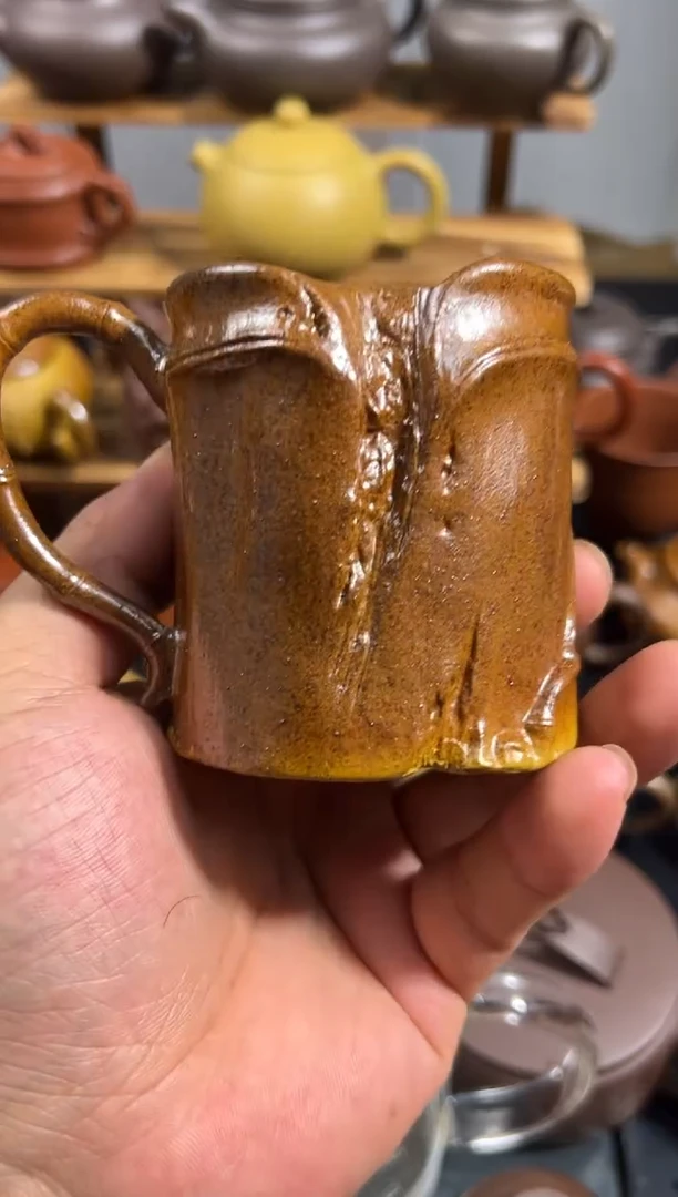 茶杯紫砂半手工手把杯