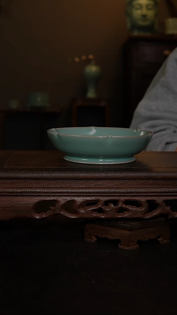摆件仿古手工葵口洗