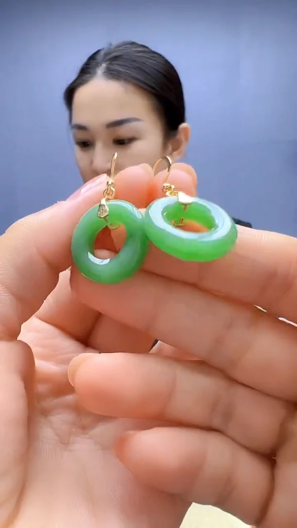 14K金镶嵌和田玉耳饰随昔diy颈饰