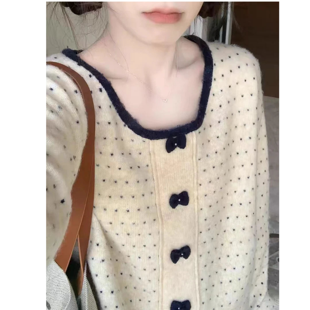 2025春秋新款大码女装甜美蝴蝶结毛衣女外穿针织衫上衣G306#