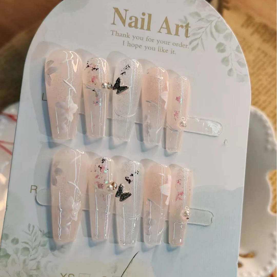 【全疆包邮016】高级纯欲纯手工穿戴甲ins风穿戴式可爱冰透高级