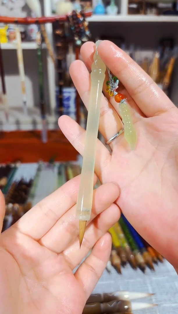 10号 岫玉小短杆纯狼毫小楷出锋2.0（清水试笔）