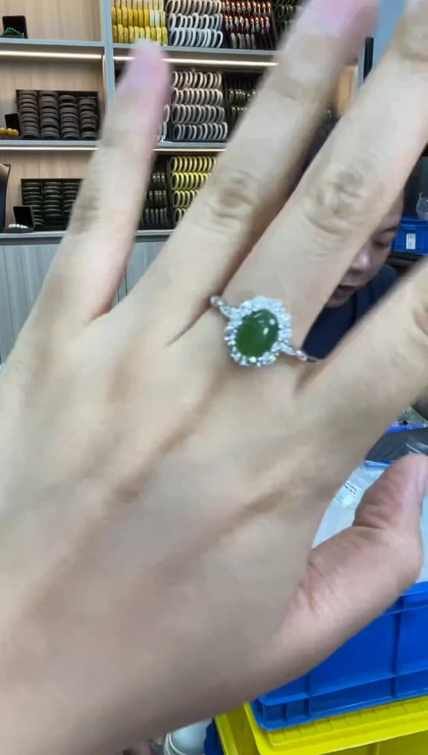 和田玉戒指银S925镶嵌多样性发一件