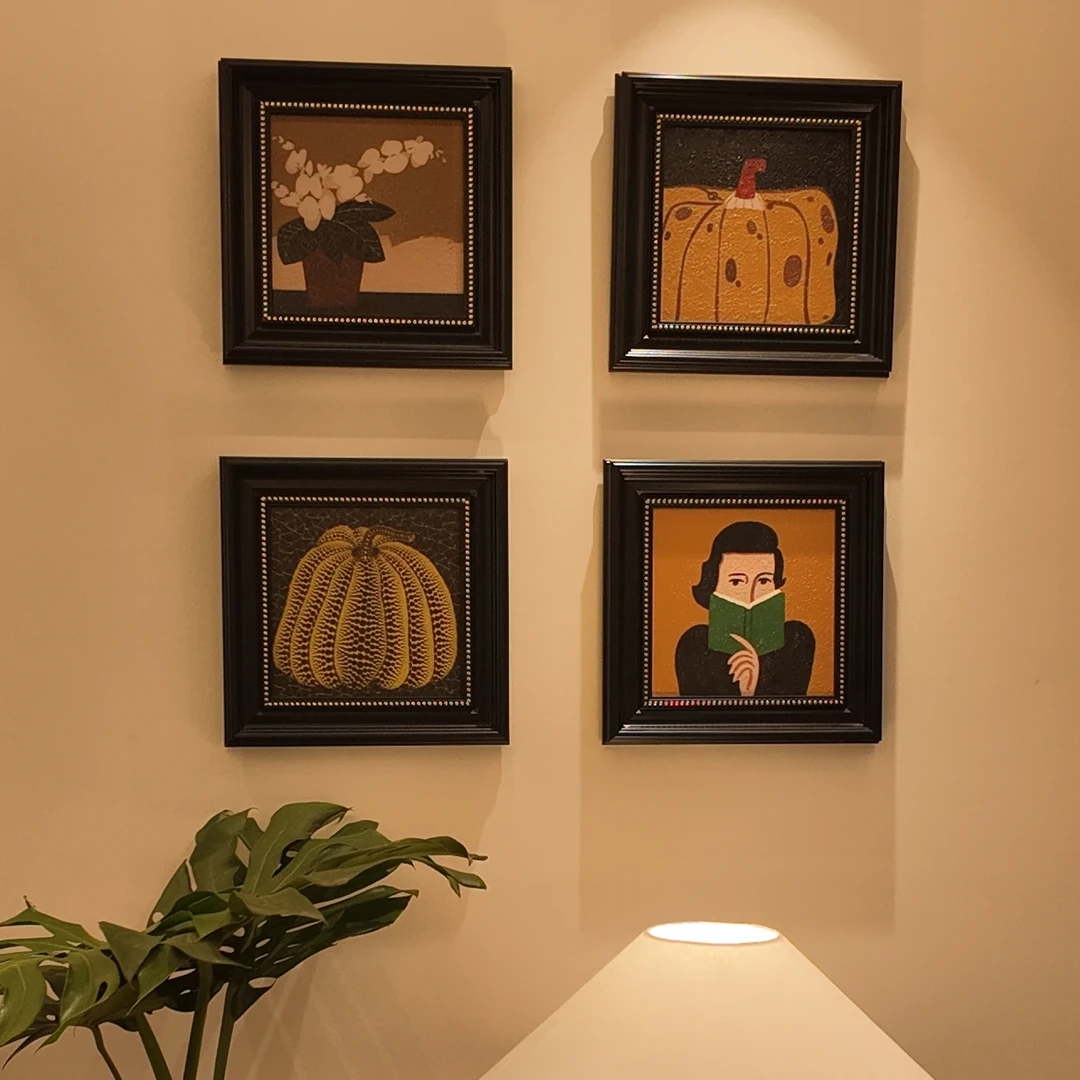 美式砂岩组合装饰画高级感适用于玄关餐厅卧室床头沙发背景墙