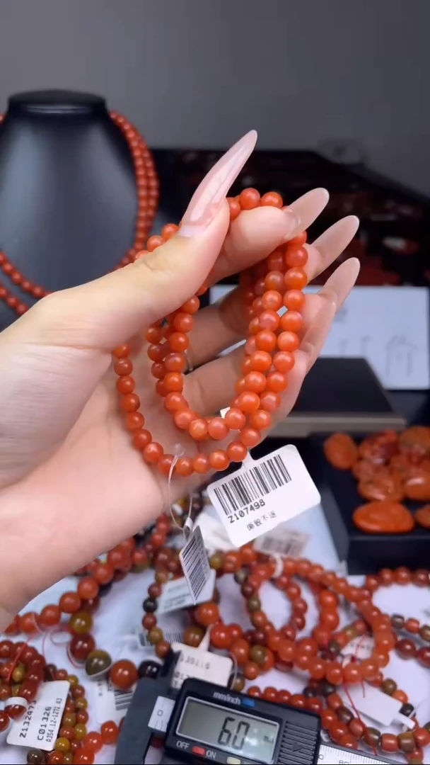 未镶嵌手串南红玛瑙南红红白共生多圈108颗手串6mm