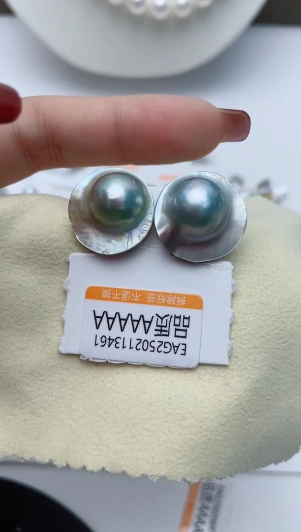 【闪购商品】拼合珍珠（马贝珠）耳饰银S925镶嵌W6