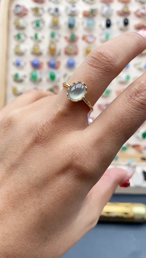 【闪购商品】翡翠戒指银S925镶嵌缅甸天然A货翡翠222  9+3