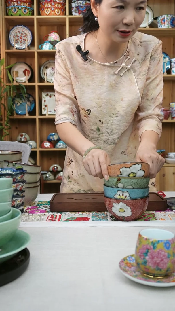 瓷片小可高温陶瓷一组4个米饭碗