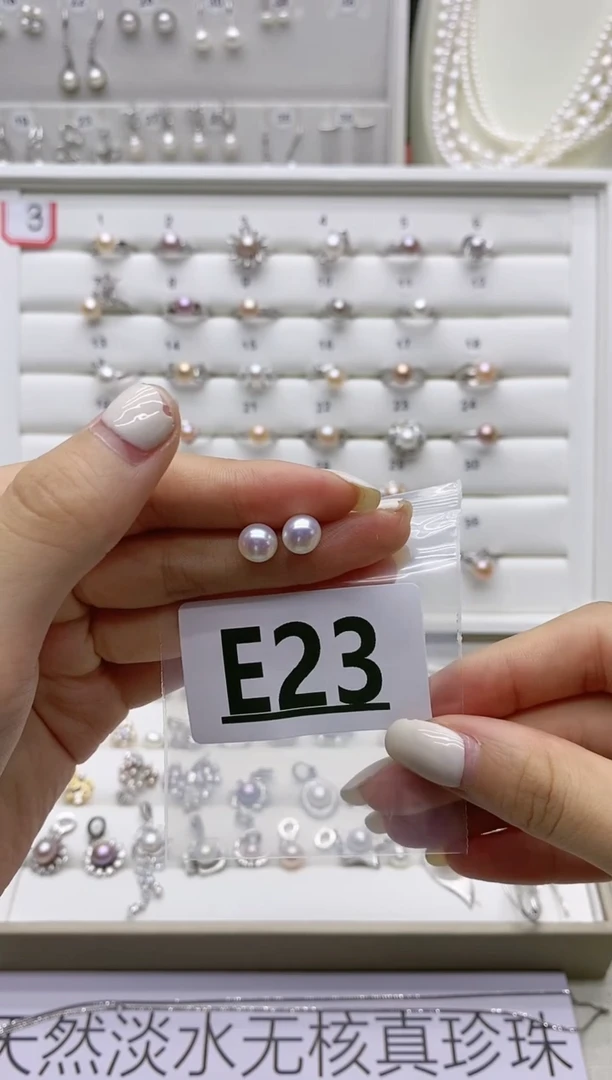 银S925镶嵌珠宝奇石淡水珍珠小***ァE23