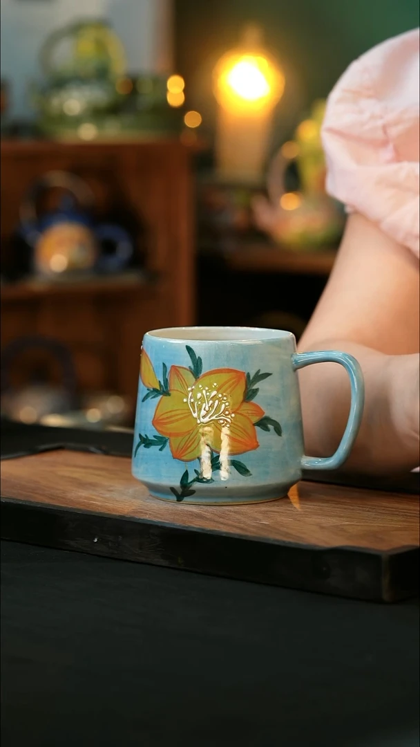 杯手绘心瓷陶瓷浮力