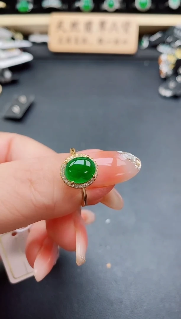 银S925镶嵌戒指翡翠1