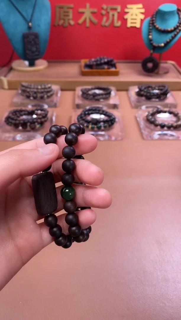 【闪购商品】沉香手串沉水芽庄白棋08两圈+雷击顶珠沉香木雕