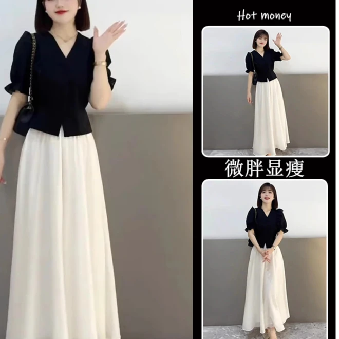 2025年超火夏装盐系轻熟穿搭配一整套法式桔梗连衣裙子时尚两件套