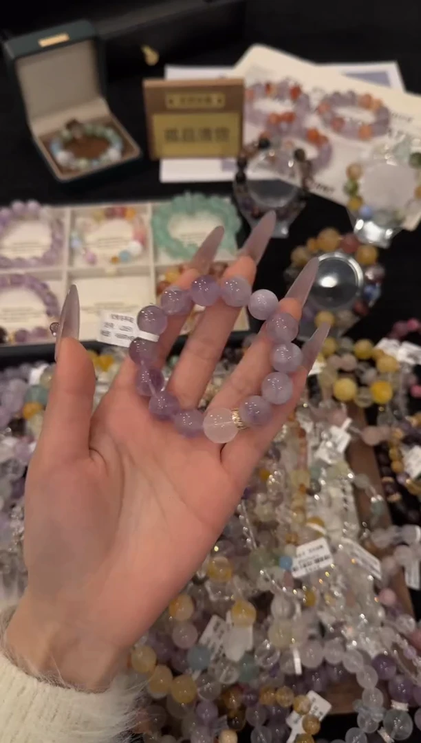 未镶嵌手链水晶紫兔毛x2851